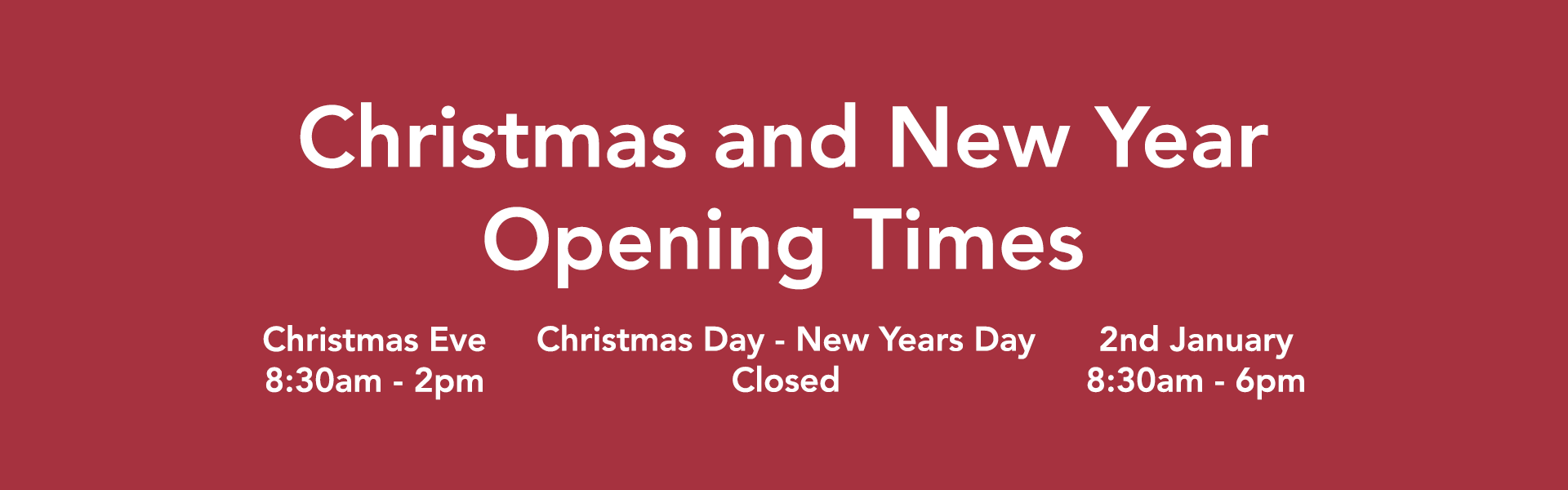 Winter Opening Times