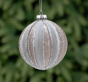 10cm grey - flocked grey segment glass ball