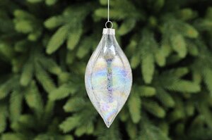 12cm iridescent / clear effect texture glass olive