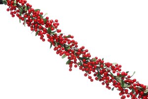 130cm red berry with green foliage garland