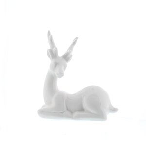 13cm porcelain white lying down reindeer