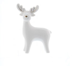 15cm porcelain white standing reindeer - gold nose