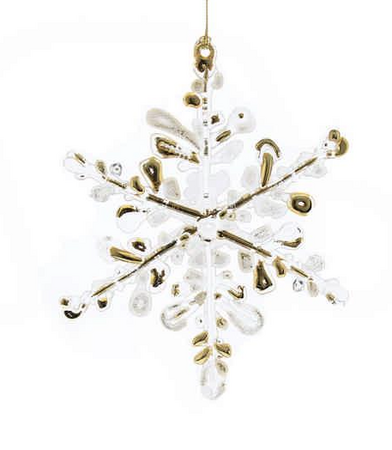 18cm hanging clear/gold snowflake