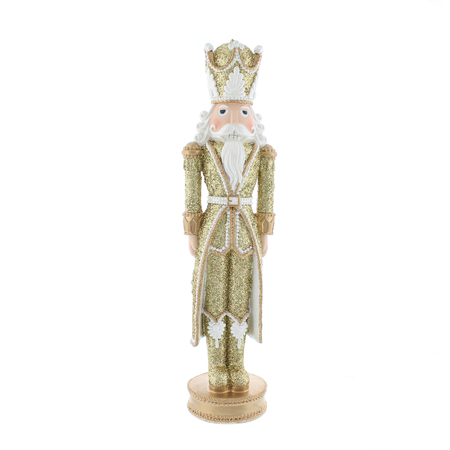 35cm resin gold/white glitter effect nutcracker