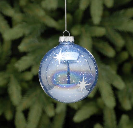 8cm blue with white stars and dots glass ball