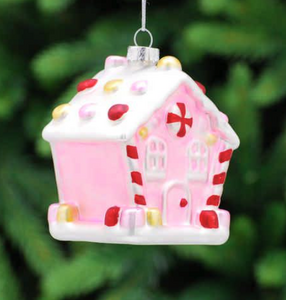 8cm pink glass house