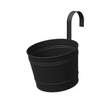 Black Over-the-Rail Metal Planter 8"