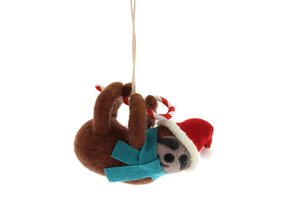 Brown wool christmas sloth 10cm