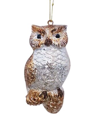 Gold and silver owl 10cm