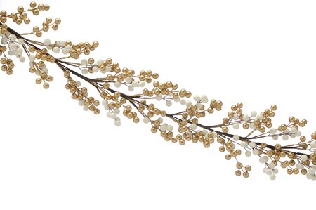 Gold and white cluster berry garland 130cm