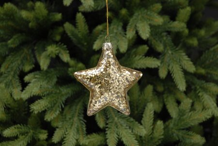 Gold glitter glass star 10cm