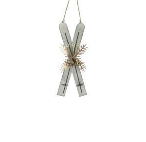 Metal white washed effect with gold foliage  17cm