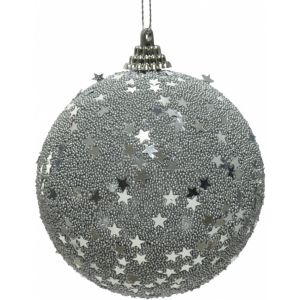 Mirrored Silver Star Foam Bauble, 8cm