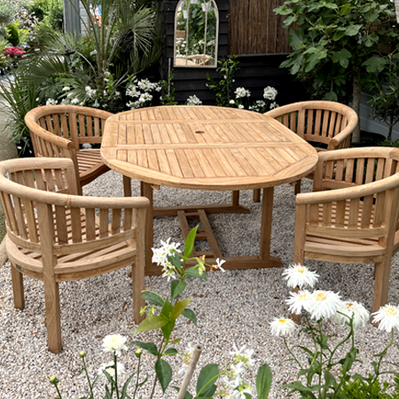 Oval Teak Garden Table Extending 180/240cm x 110cm