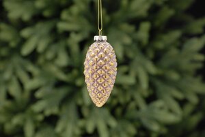 Pink with antique gold effect pinecone 11cm