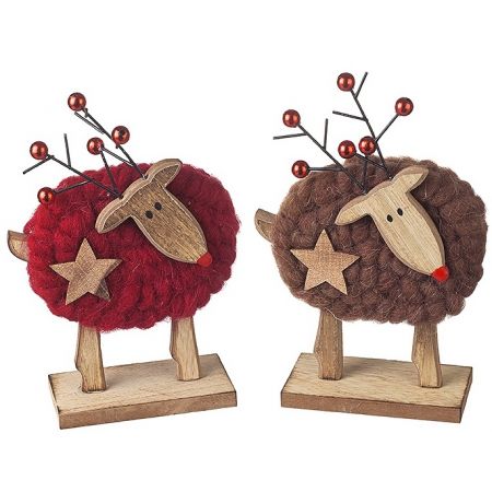 Red Standing Wooly Deer Decorations Mix 21cm - image 2