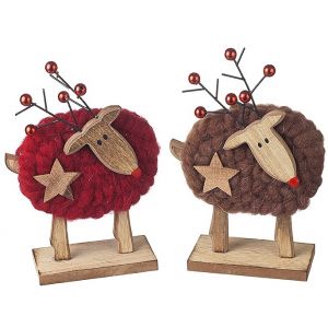 Red Standing Wooly Deer Decorations Mix 21cm - image 2