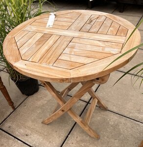 Round Folding Teak Garden Table 70cm Diameter