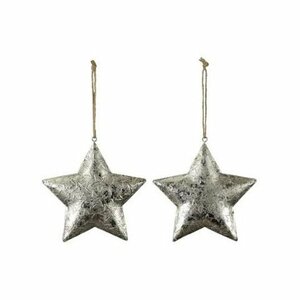 Silver Metal Hanging Stars, 13cm