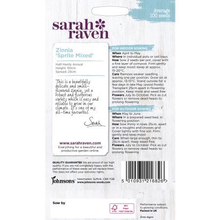 Sarah Raven ZINNIA Sprite Mixed Seeds - image 2