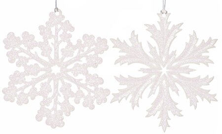 White glitter snowflakes 12cm