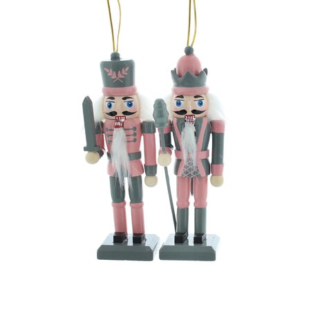 Wooden blush pink / silver nutcracker 12cm