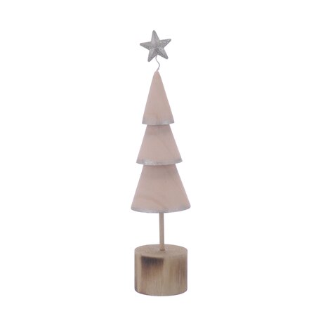 Wooden pink tree and star on wooden base 26cm