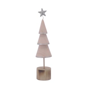 Wooden pink tree and star on wooden base 26cm